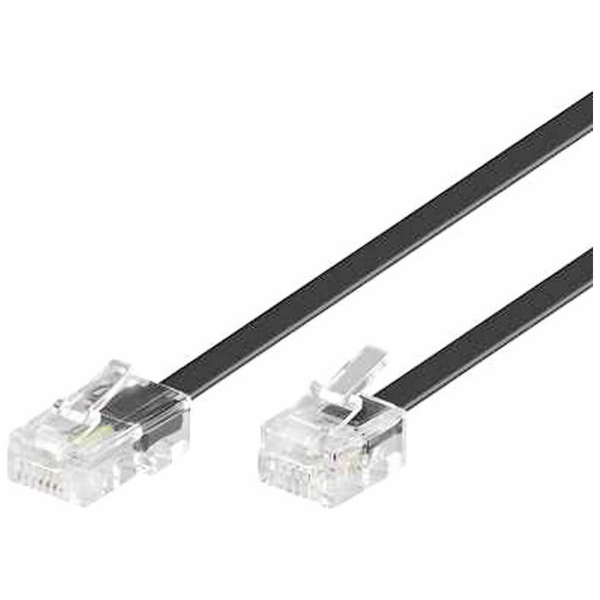 Kabel telefonní rovný 8P4C plug - 6P4C plug 3m - černý