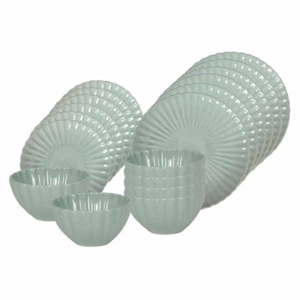 Jídelní sada talířů porcelánová PEARL 18 ks zelená HT-243...