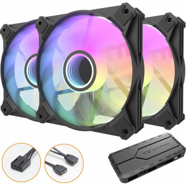 Sada počítačových ventilátorů Darkflash INF8 ARGB, 3v1 12...