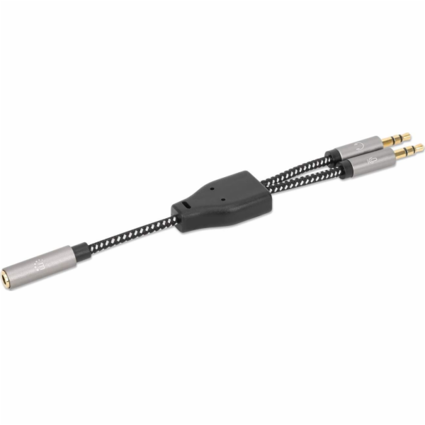 AV adaptér Manhattan Jack 3,5 mm - Jack 3,5 mm x2 šedý (3...