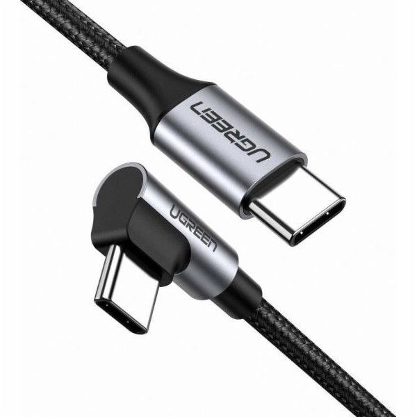 UGREEN USB-C to Angled USB2.0-C Round Cable 1m Gray Black