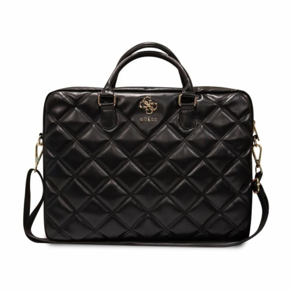 Guess PU Quilted 4G Metal Logo Computer Bag 15/16" Black ...