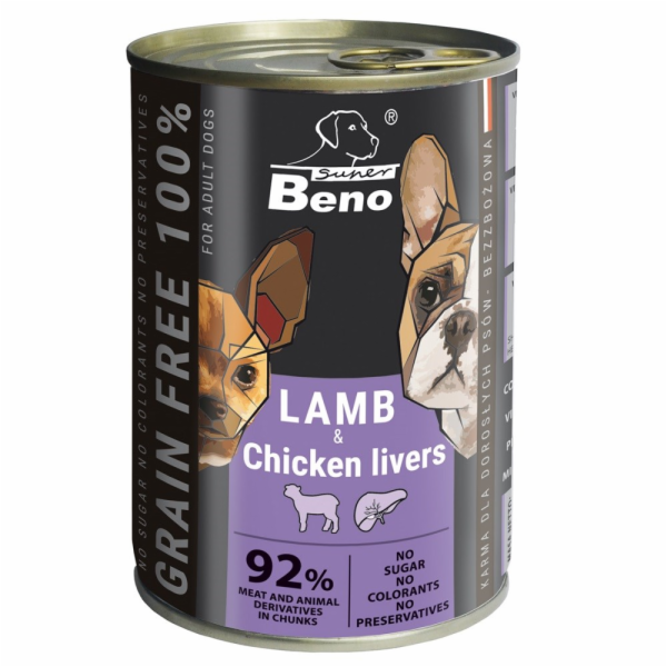 SUPER BENO Lamb with chicken livers - mokré krmivo pro ps...