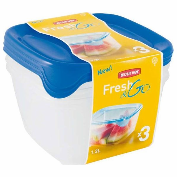 CURVER Fresh&Go Set dóz Modrá/transparentní 3x1.2l