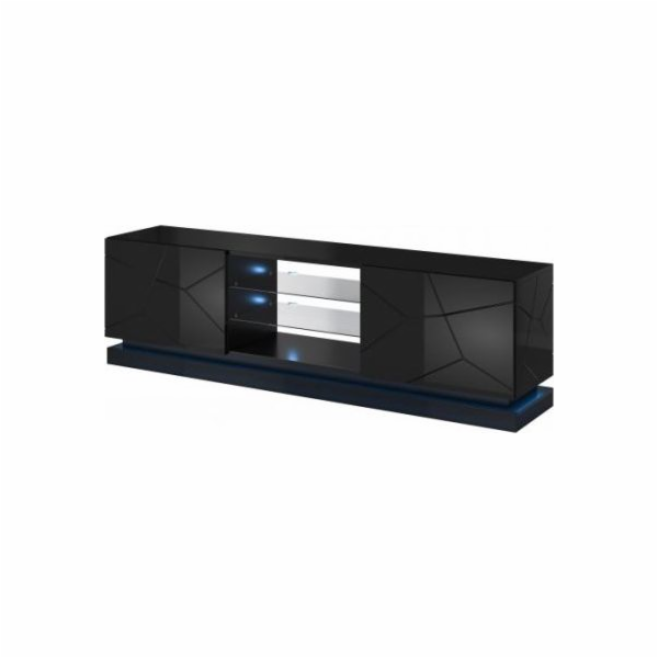 Cama TV skříňka QIU 200 MDF černý lesk/černý lesk