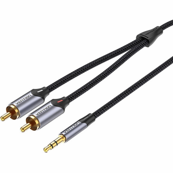 Cable Audio 2xRCA to 3.5mm Vention BCNBG 1.5m (grey)