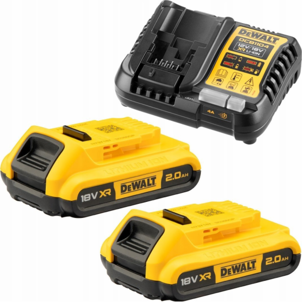 Sada startovacích baterií DEWALT DCB1104D2, 18V, nabíječka