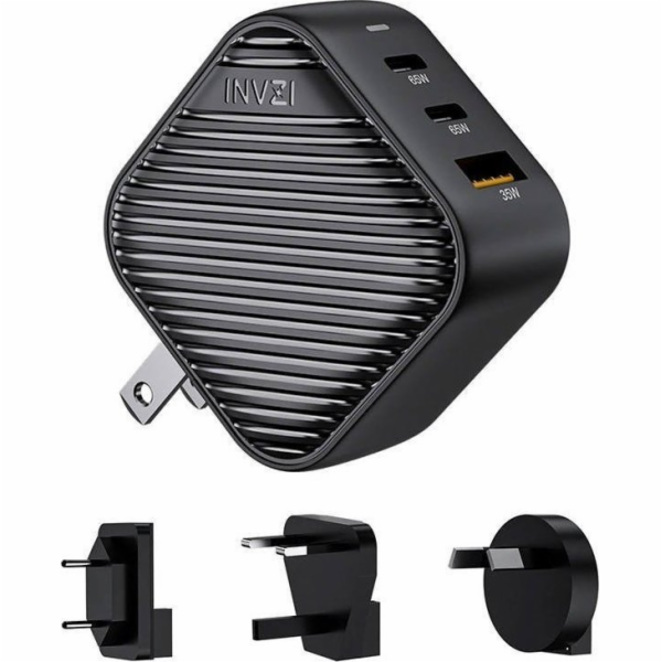 INVZI GanHub 2x USB-C + USB síťová nabíječka, 65 W, EU/UK...