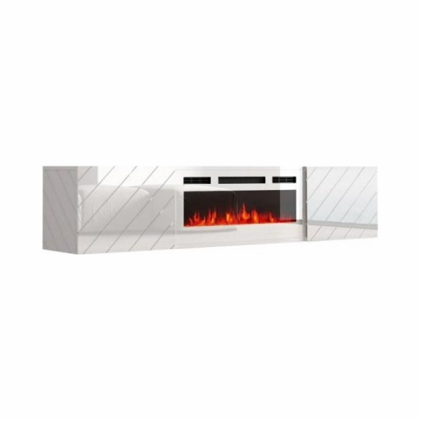 RTV LUXE skříňka 182,6x34,5x37,5 bílá/lesklá bílá + bílá ...