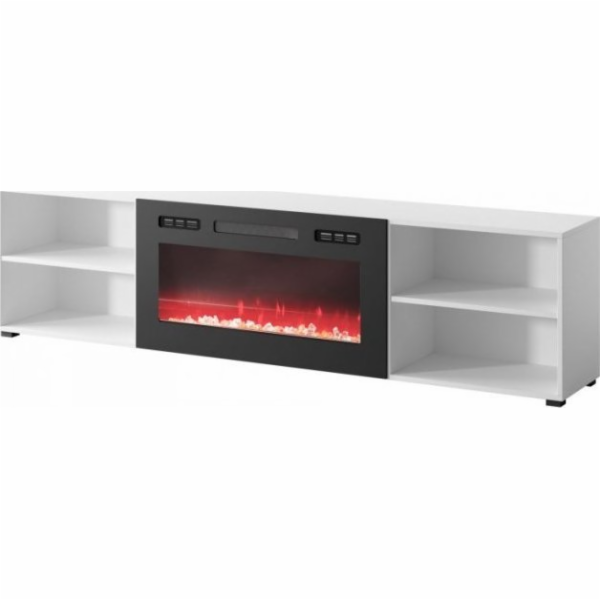 RTV skříň POLO 200x33x50,5 bílá + krbová černá