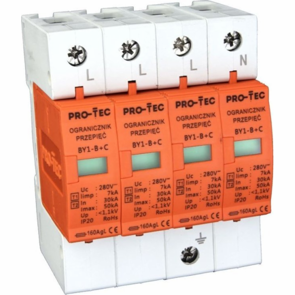 BY1-B+C/4 PŘEPĚTÍ T1+T2 B+C 4P 4M 30/50KA 1,4KV