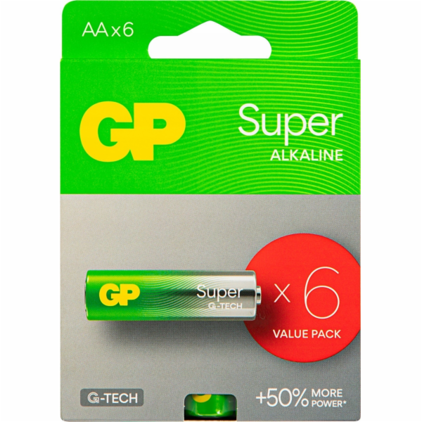 Prvky GP SUPER ALKALINE AA/LR06, 6 ks.