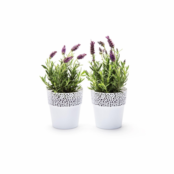 Hrnec Lamela Rosa 657-05, plast, H 15 cm, bílý