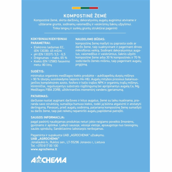 Univerzální kompostová zemina AGROCHEMA, 80l