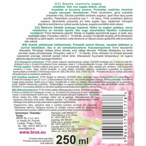 Přípravek pro péči o rostliny Bros Eko mšice, 250 ml