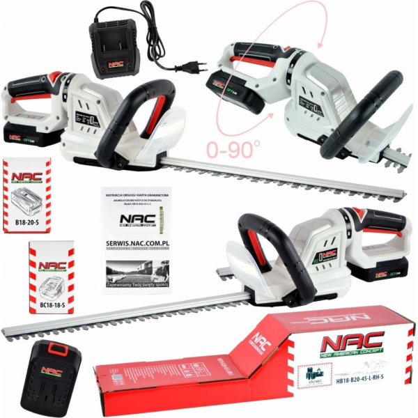 NAC AKUM STROJ NA ŽIVÝ PLOTY. 18V 1x 2,0Ah 40cm OTOČNÁ RU...