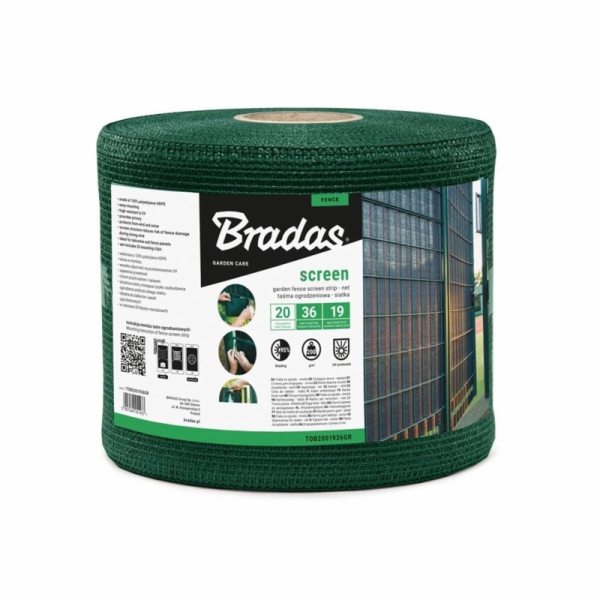 Síťová plotová páska Bradas 19 cm x 36 m, zelená