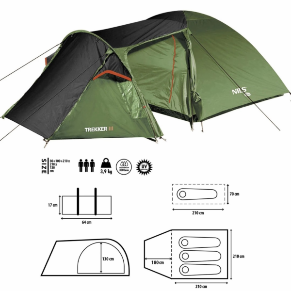 Kempingový stan - Nils Camp NC6312 Trekker III
