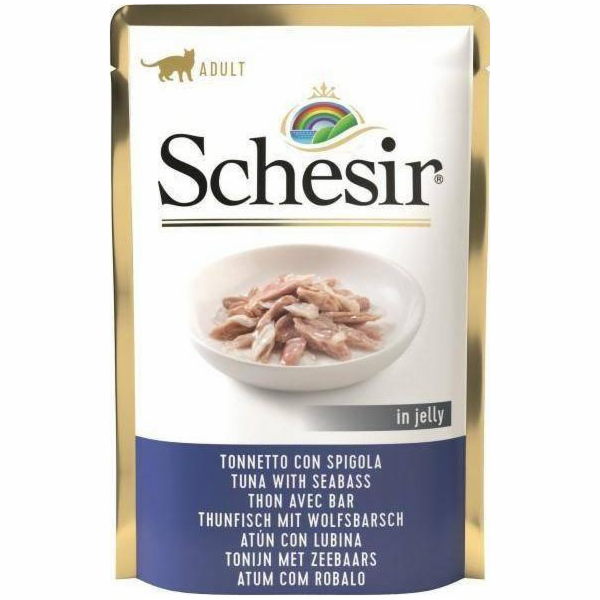 SCHESIR in jelly Tuna with seabass - mokré krmivo pro koč...