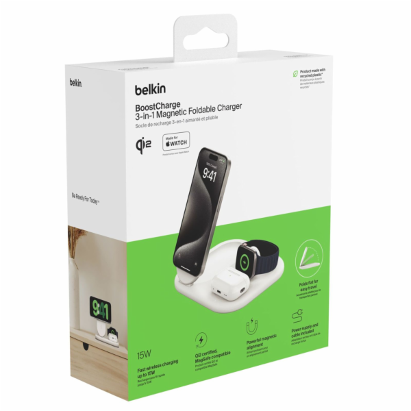 Belkin BOOST Charge 3in1 Qi2 15W magn.Charg.Stand wh.  WI...