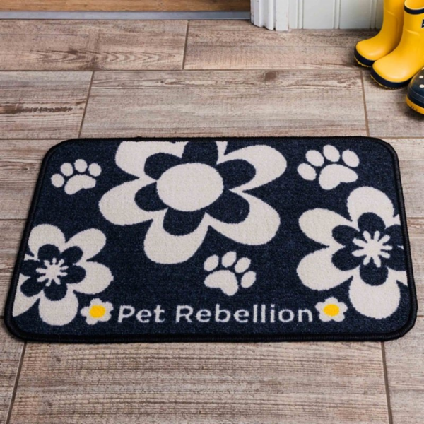 PET REBELLION Dinner Mate Flowers Black Kobereček pod mis...