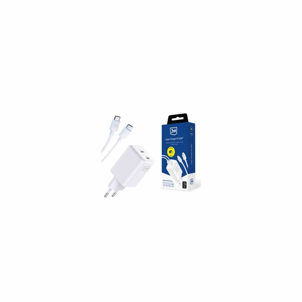 3mk Hyper Charger PD 45W+USB Cable C to C White