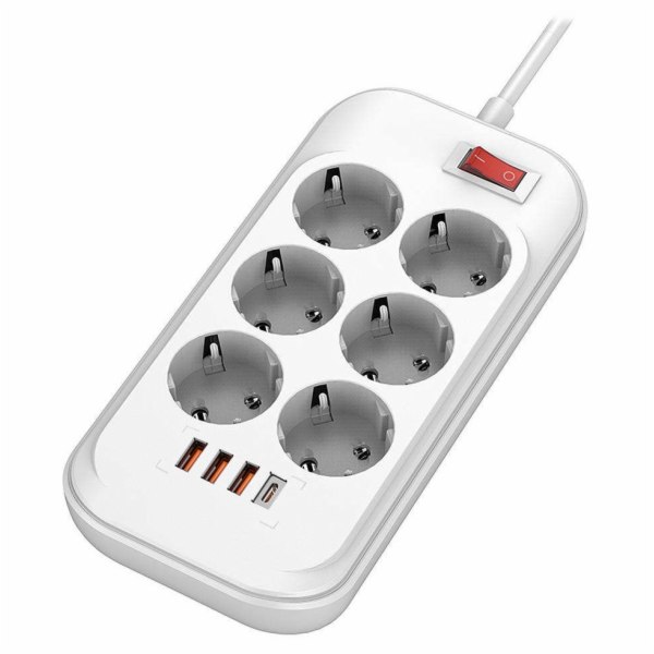COLORWAY Prodlužovací napájecí přívod/ 6x Schuko/ 3x USB-...