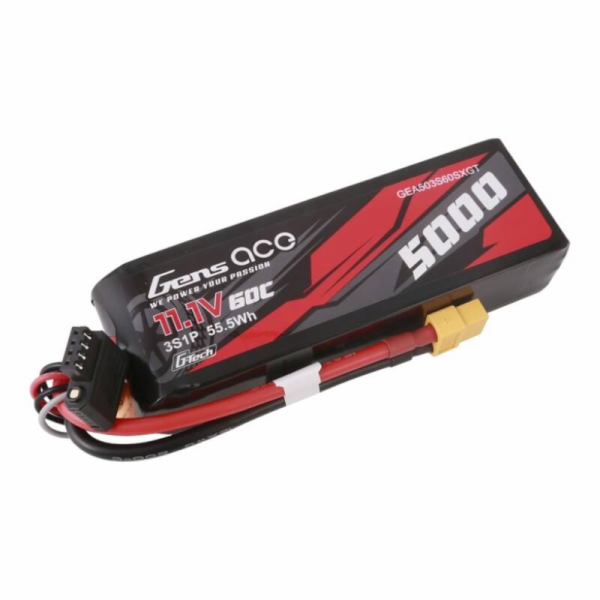 Gens ace G-Tech 5000mAh 11.1V 60C 3S1P Short-Size Lipo s ...