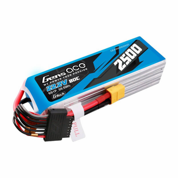 Gens ace G-Tech 2500mAh 22,2V 80C 6S1P Lipo Battery Pack ...