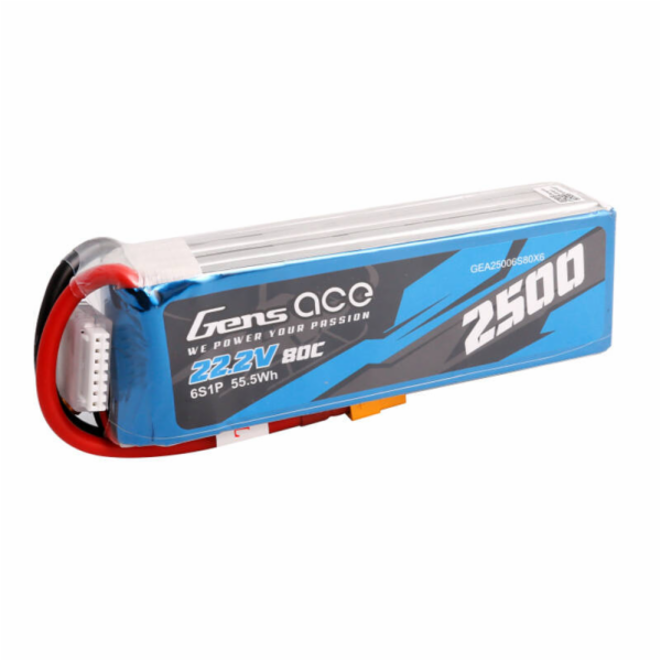 Gens ace 2500mAh 22,2V 80C 6S1P Lipo Battery Pack s konek...