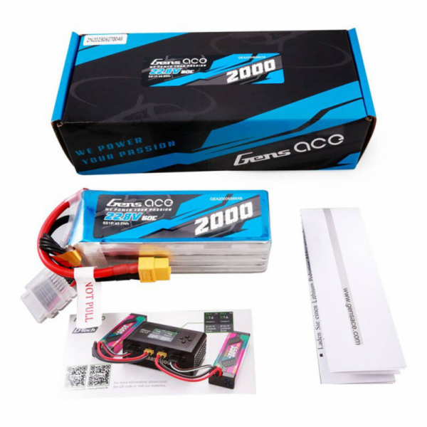 Gens ace 2000mAh 22,8V 60C 6S1P vysokonapěťový Lipo Batte...