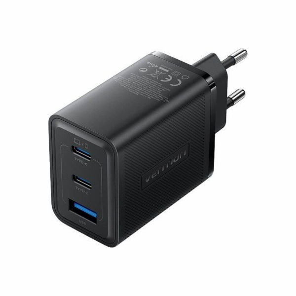 Wall charger, Vention, FERB0-EU,  2xUSB-C, USB- A, 65W/65...