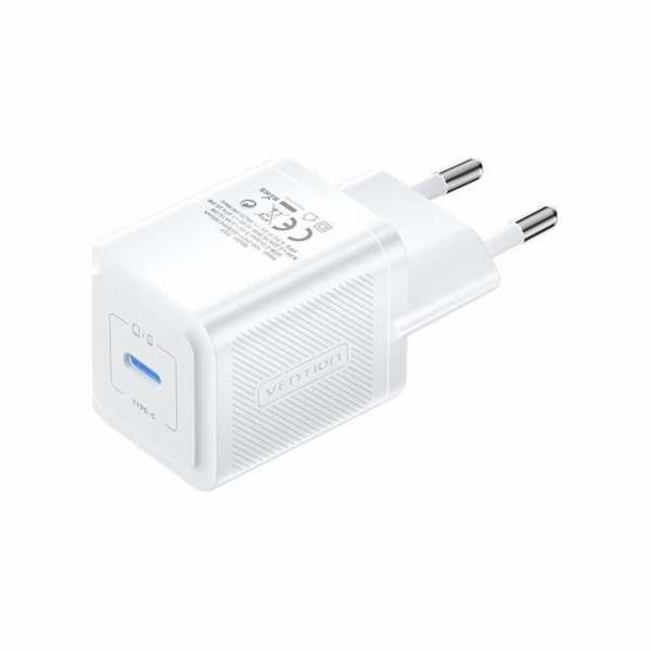 Wall charger, Vention, FEPW0-EU, USB-C, 20W, GaN (white)