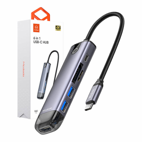 Mcdodo HU-7420 6-in-1 USB-C Hub (USB-C, USB3.0*2, SD, TF,...