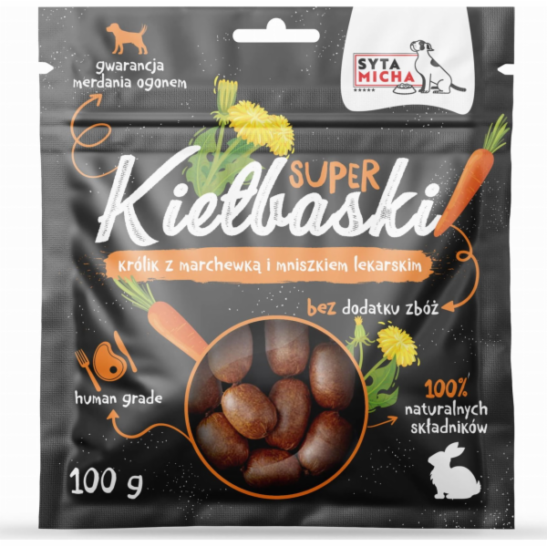 SYTA MICHA Great sausages with rabbit, carrot and dandeli...