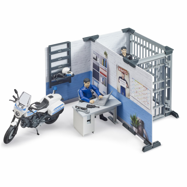 Bruder bworld policejní stanice s policejní motorkou, fig...