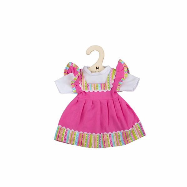 Bigjigs Toys Růžové šaty s pruhovaným lemováním pro panen...