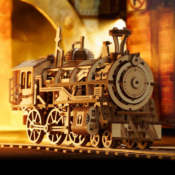 RoboTime 3D dřevěná mechanická skládačka Parní lokomotiva