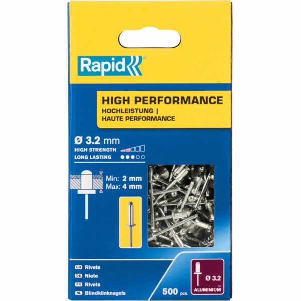 Hliníkové nýty, Rapid 3,2 x 8 mm, 500 ks.