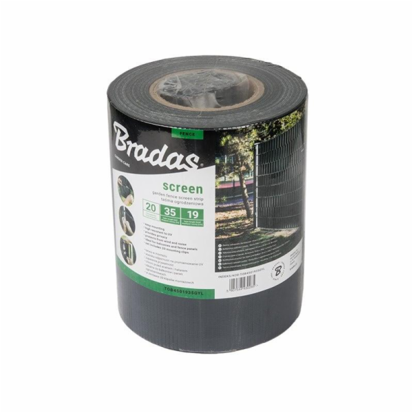 Bradas, 19 cm x 35 m, šedá Plotová páska
