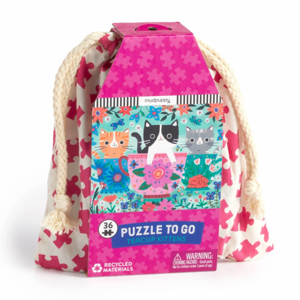 Mudpuppy Puzzle Koťata v hrnku na čaj v látkovém pytlíku ...