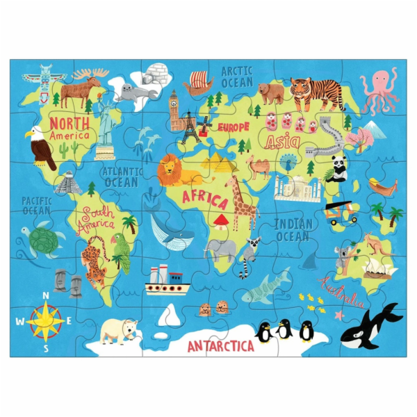 Mudpuppy Puzzle Mapa světa v látkovém pytlíku 36 dílků