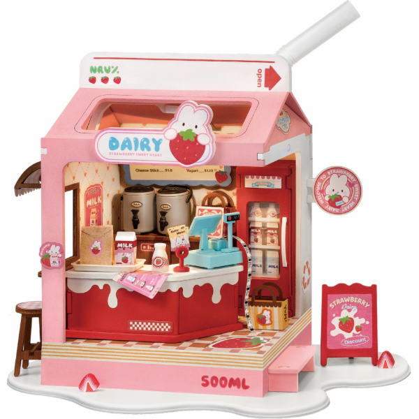 RoboTime 3D dřevěná skládačka Miniatura domečku Mléčný ba...