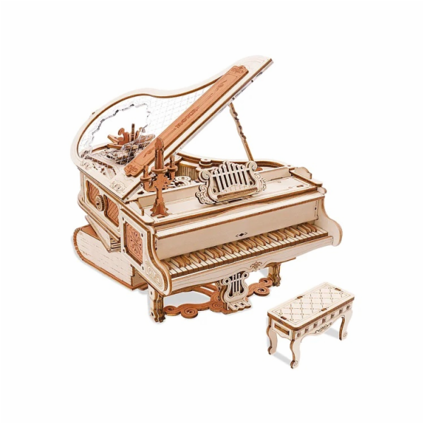 RoboTime 3D Dřevěná hrací skříňka Kouzelné piano (mechani...