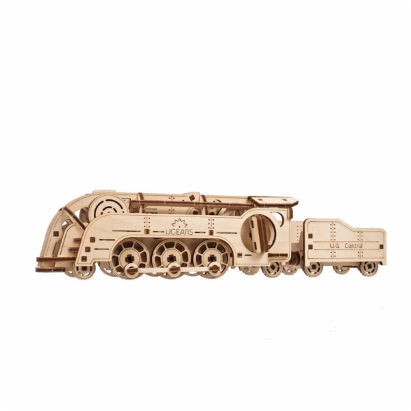 Ugears 3D dřevěné mechanické puzzle MINI Lokomotiva