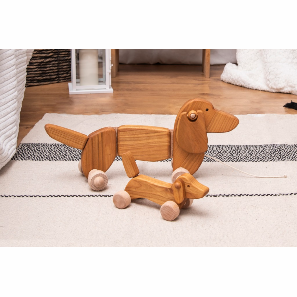 Bajo Dřevěný jezevčík tahací 40 cm natural