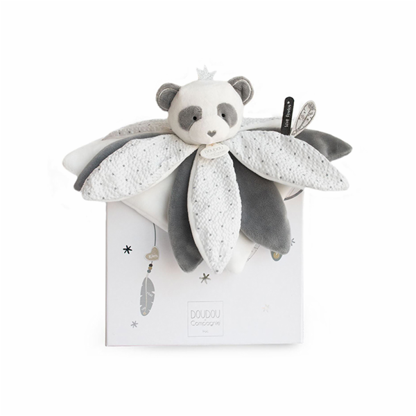 Doudou Dárková sada - plyšový muchláček panda 26 cm