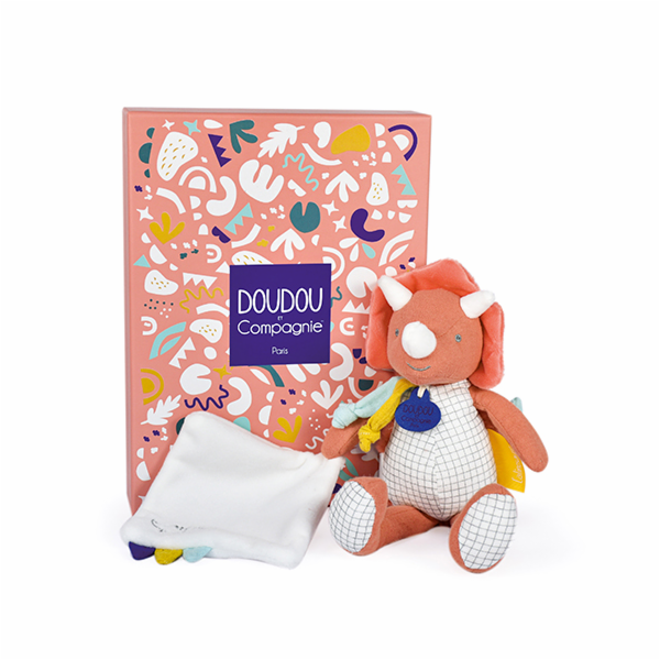 Doudou Dárková sada - dinosaurus s dečkou 25 cm