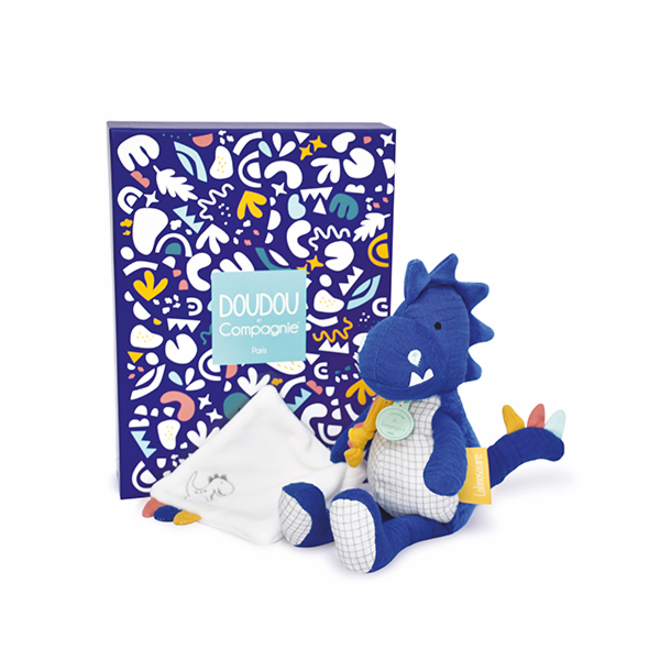 Doudou Dárková sada - Plyšový dinosaurus s dečkou 25 cm m...