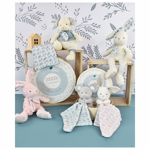 Doudou Dárková sada - Plyšová myška s dečkou z  BIO bavln...